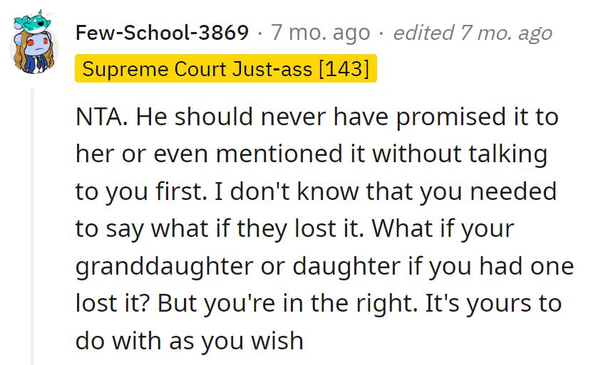 He played the charm without checking the playbook. It's her charm; her call.