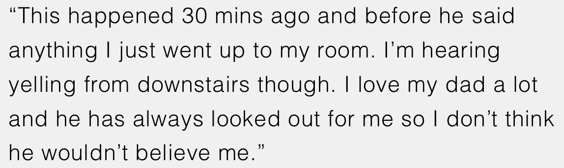 Thankfully, one thing OP could count on was her dad always having her back.