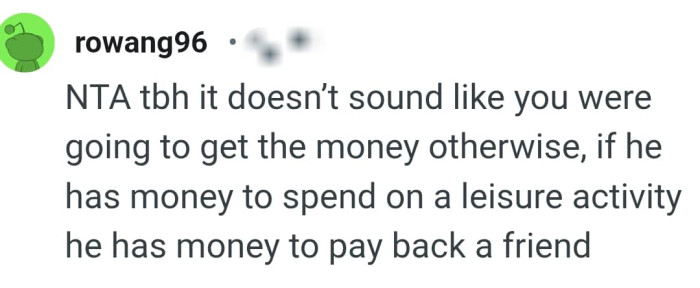 The OP might not have gotten her money