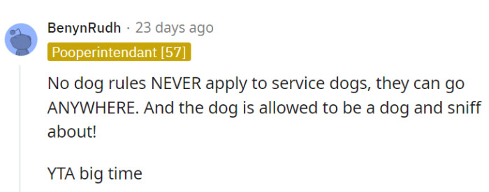 Service dogs can go anywhere—they are service dogs for a reason.