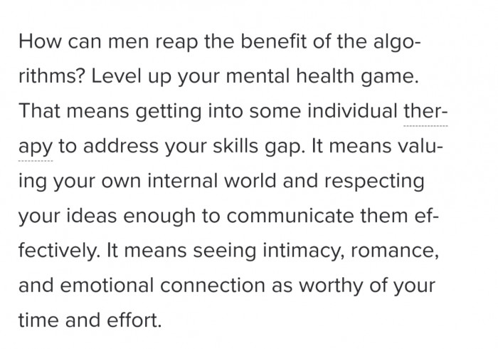 Men can make themselves more appealing by doing the work