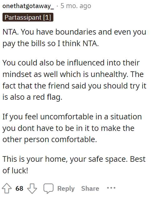 OP is said to be NTA by many in the comments because this guy is weird and toxic, plus OP has a say in this.