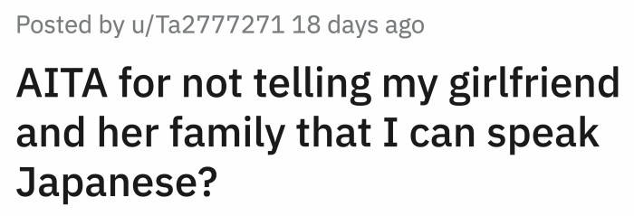 Now it was time for OP's parents and Lara's parents to meet