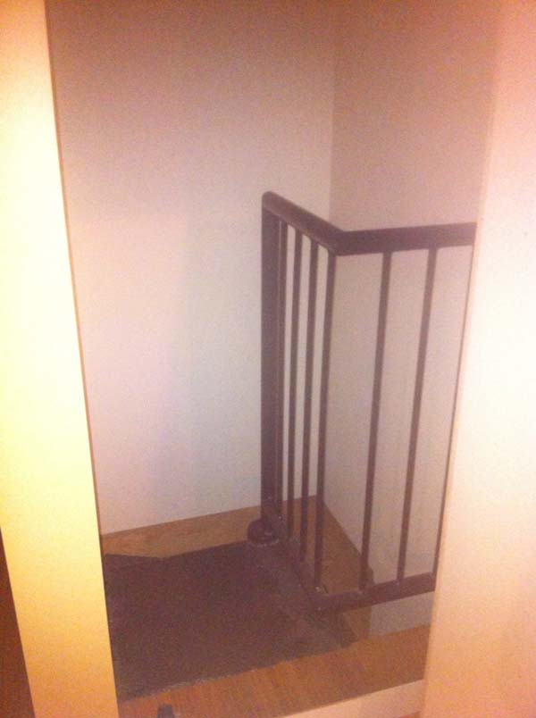 Upon looking behind the opening, they found that there was a circular staircase that led down.