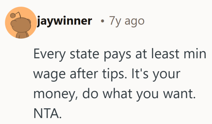 Pointing out wage guarantees shifts the focus back to the law. After that, the decision feels entirely up to the diner.