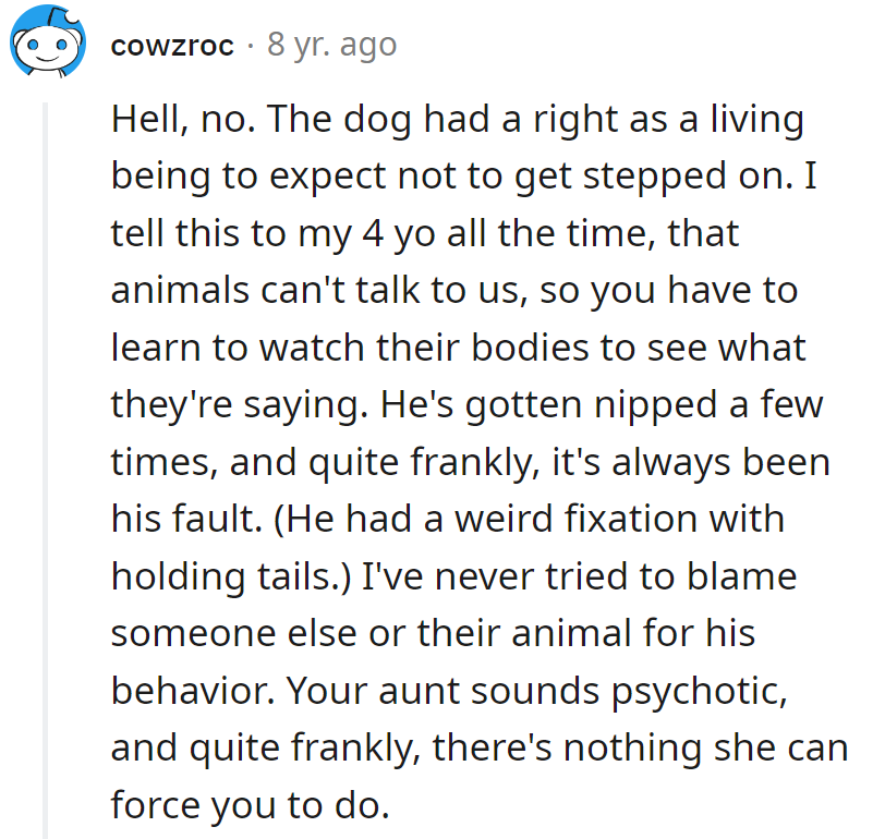 Step on dog, expect growl. Teaching kids pet talk 101!