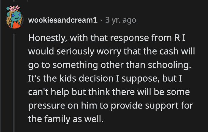 I hope they don't pressure the kid to share some of his gift with them