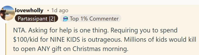 Sense of perspective shines through here, hinting that joy on Christmas morning doesn’t need a three-digit price tag.