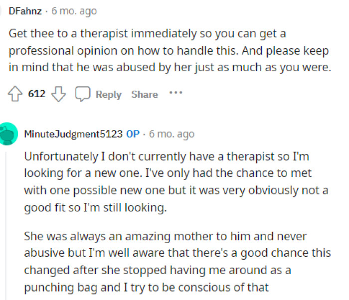 Many people advised him to see a therapist to gain a clearer perspective on how to handle this situation and navigate the relationship.
