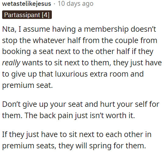 If they really want to sit together in premium seats, they'll need to pay for them.