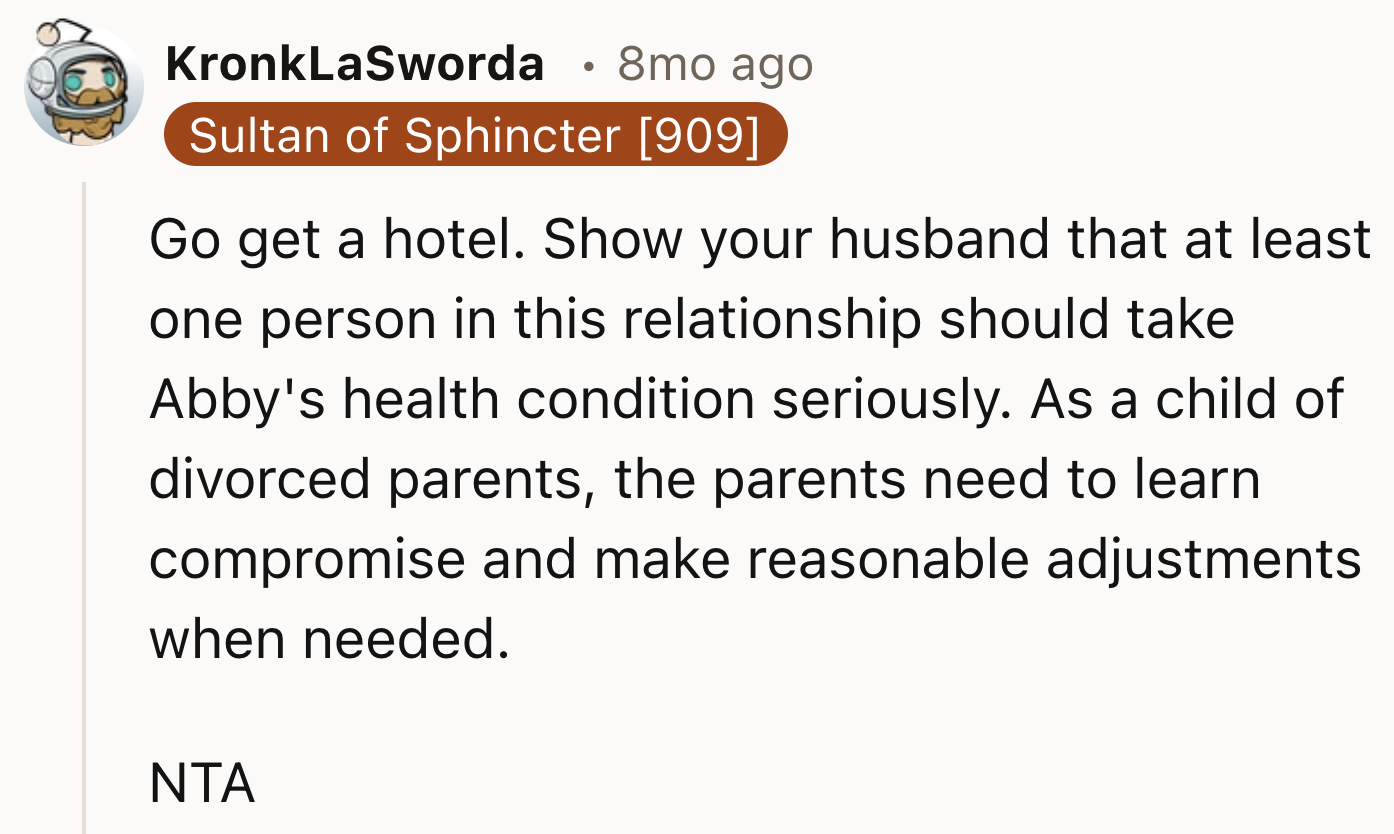 At least someone takes Abby's health seriously