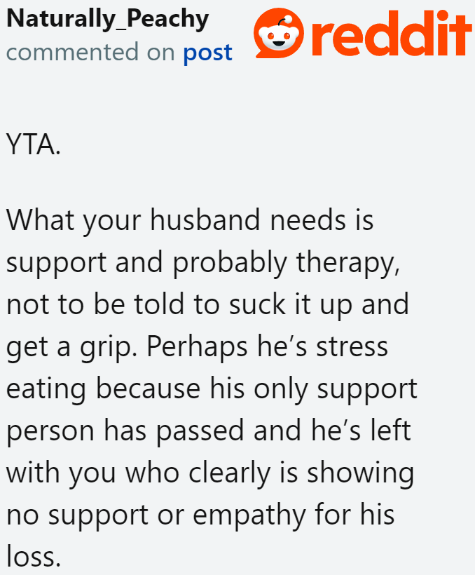 The OP should be more caring now that her husband's mother is gone.
