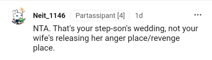 It's not a place for the OP's wife to release her anger