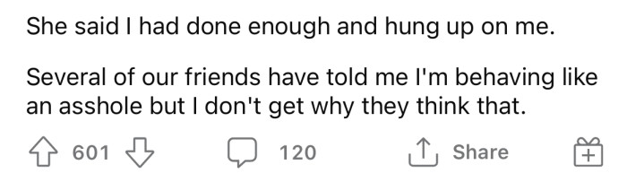 Now the OP is wondering if he is the a**hole here.