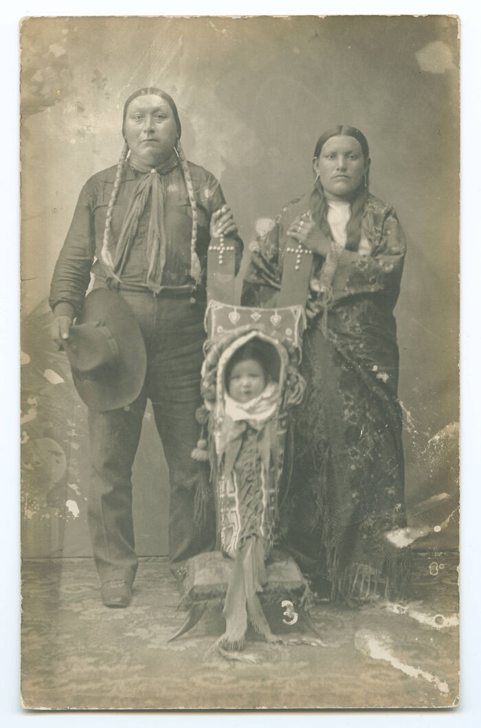 "Portrait Of Native American Couple With A Child, "