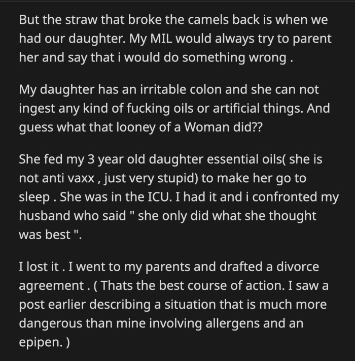 Meanwhile, his mom busied herself trying to make OP look like an unfit parent.