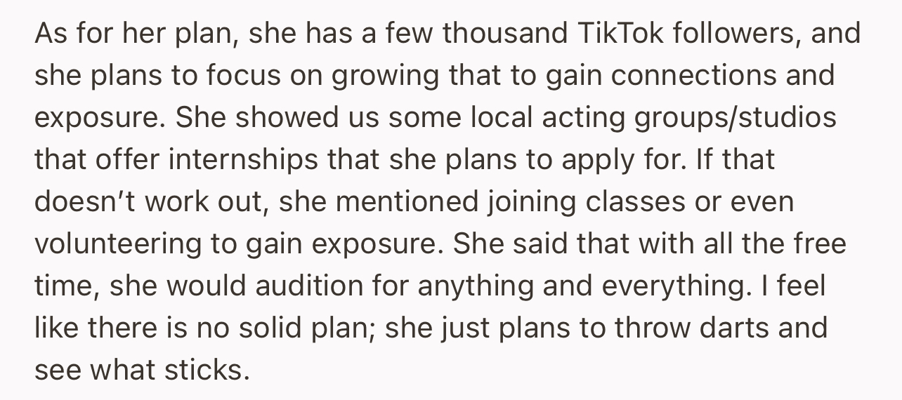 Another Worry Is That OP’s Daughter Doesn’t Have a Solid Plan