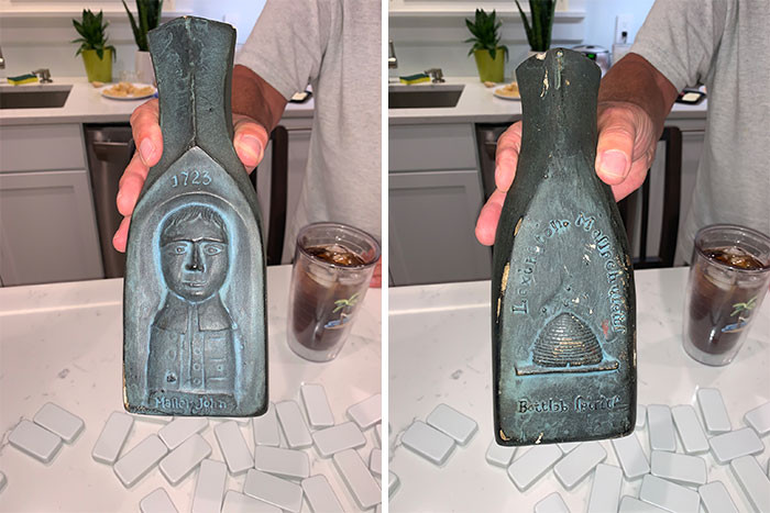 50. This interesting little item is a Masonic alcohol bottle that reads 