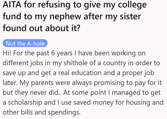 He worked six long years to fund the education his parents promised but never paid for—and now everyone suddenly cares where the money goes.