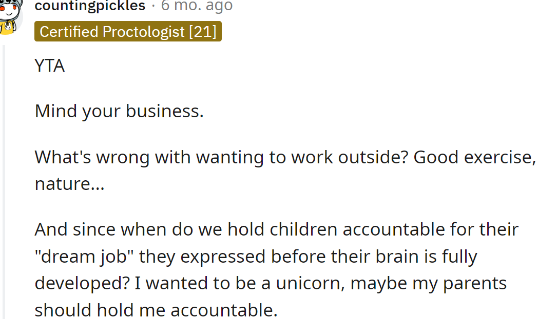 The OP should mind his own business