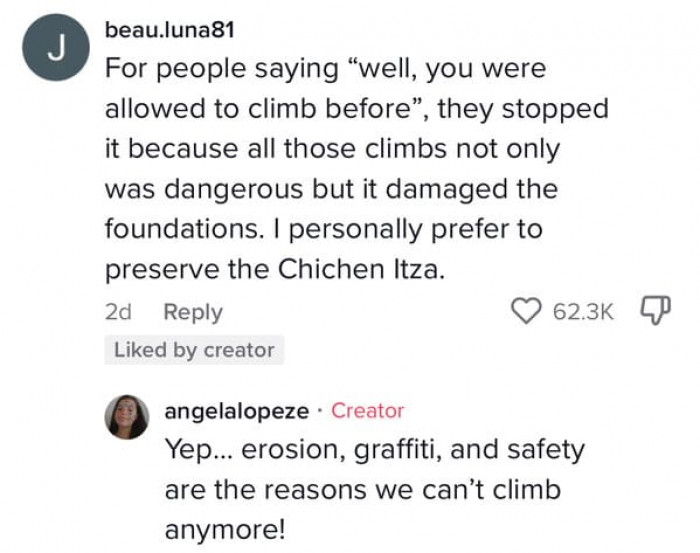 Climbing was both dangerous and damaging to the stone