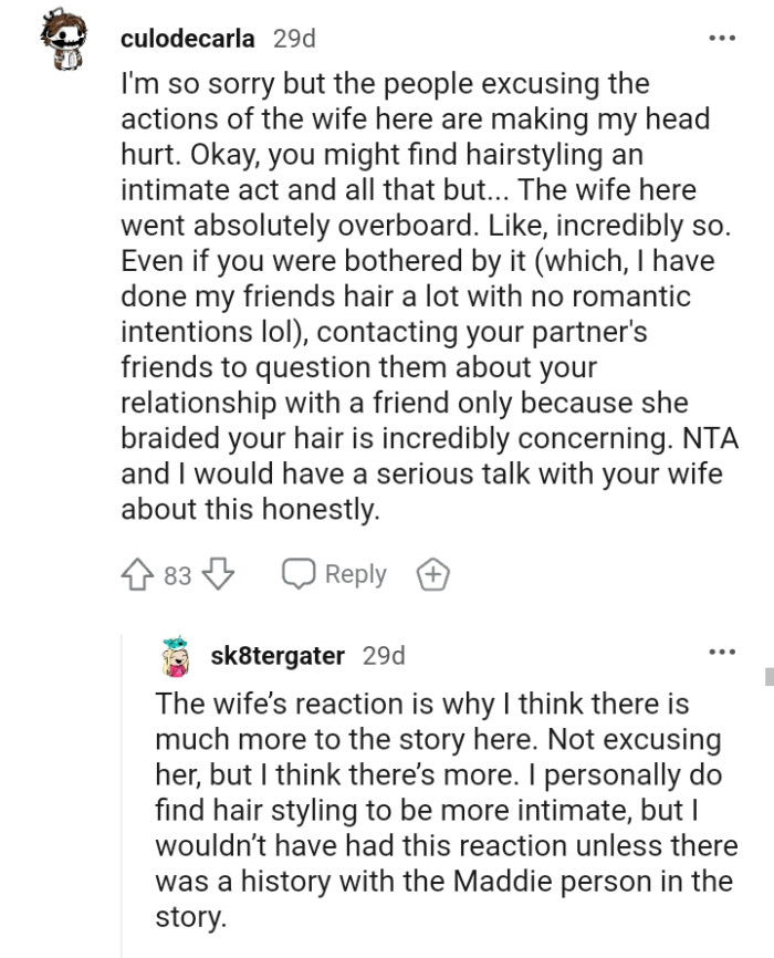 Having a serious talk with the wife