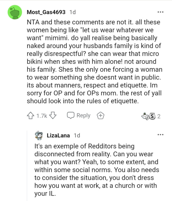 She's the only one forcing a woman to stop wearing something she doesn't like