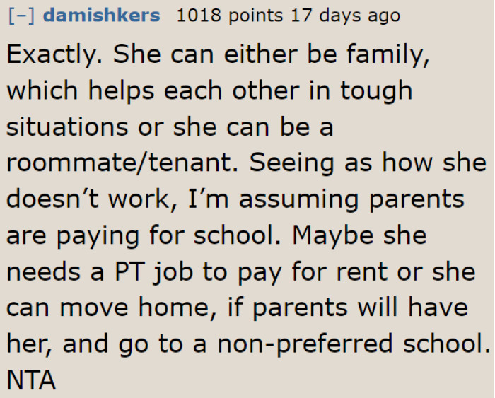 The younger sister can always get a part-time job.