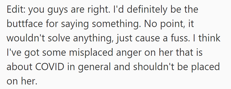 OP opted against confronting MIL, realizing it wouldn't help and would only stir trouble.