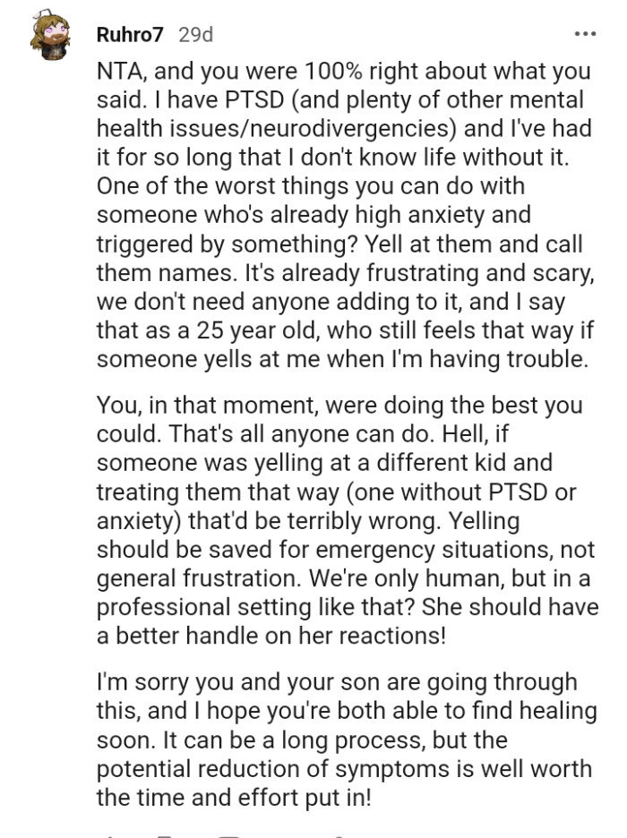 The OP was doing the best she could