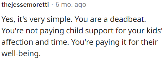 Child support payments are made not just for affection but primarily for the well-being of the children.