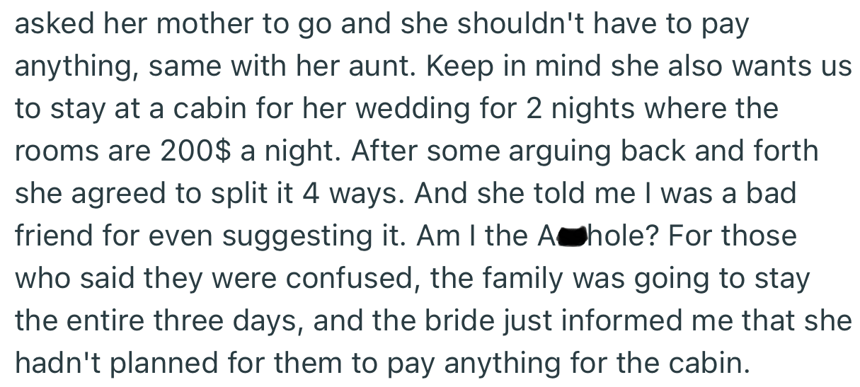 OP fought hard to ensure that the bride’s family members would join them to bear the cost of the failed trip.