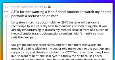 Person Not Wanting a Med Student Attending Their Uncomfortable Exam Gets Confronted Over It