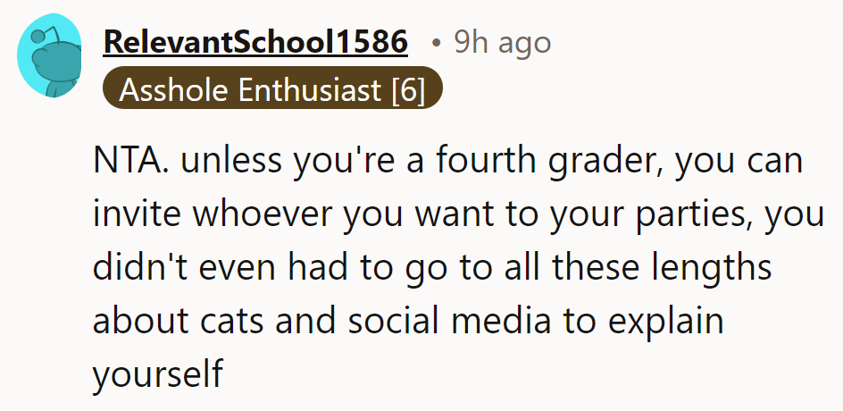 It's their party, not a classroom presentation on cats and social media.