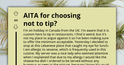 Customer Warns About Allergy, Restaurant Disregards It And Almost Makes Them Ill - But the Tip Expectation Remains