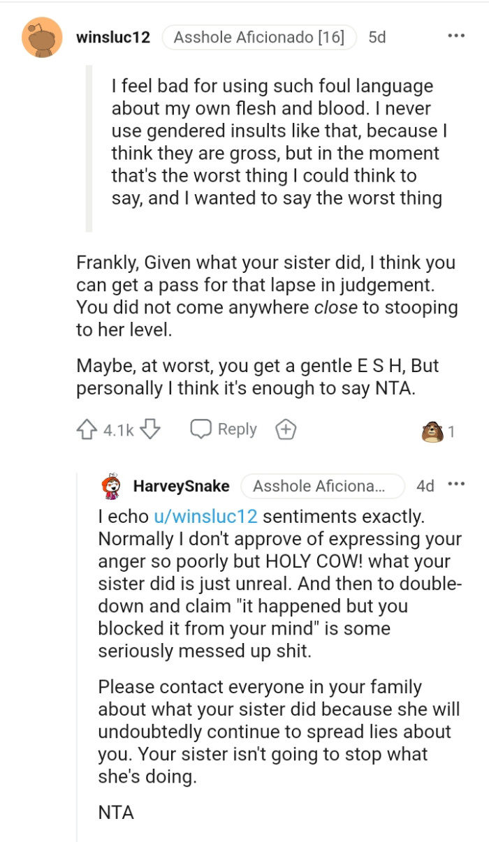 You did not come anywhere close to stooping to her level