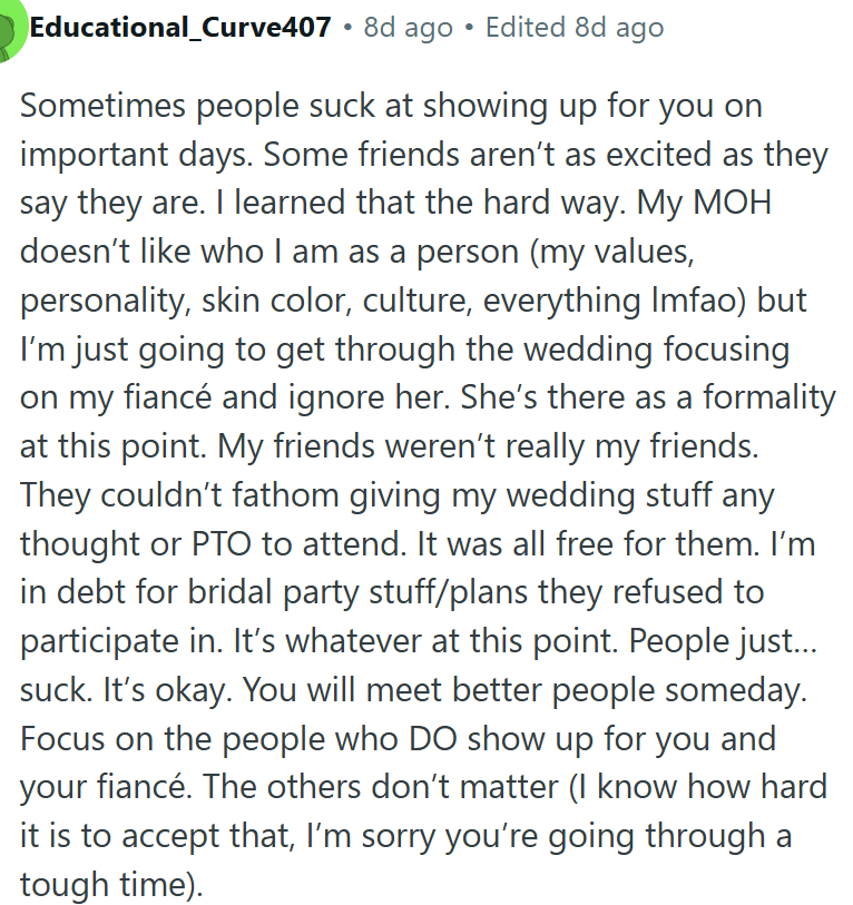 Some friends aren’t as excited as they say they are.