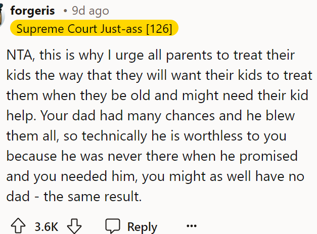 A Redditor sided with the OP