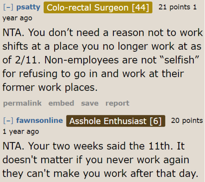 This company can't force the OP to work another week since she already submitted her two-week notice.