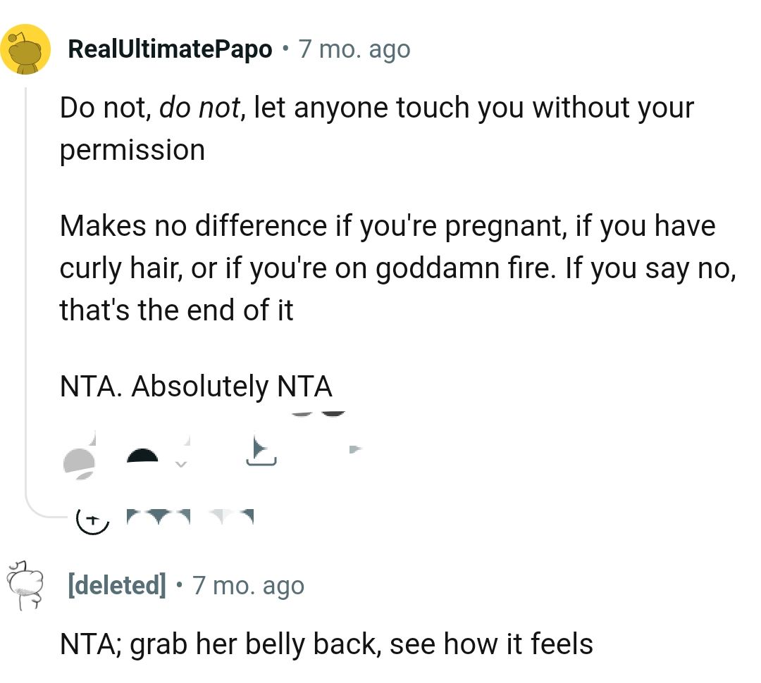 The OP Shouldn't Let Anyone Touch Her Without Permission