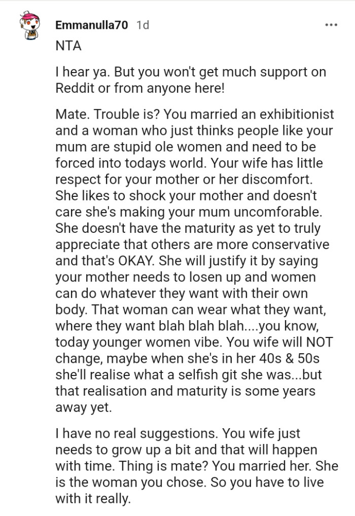 The OP married an exhibitionist