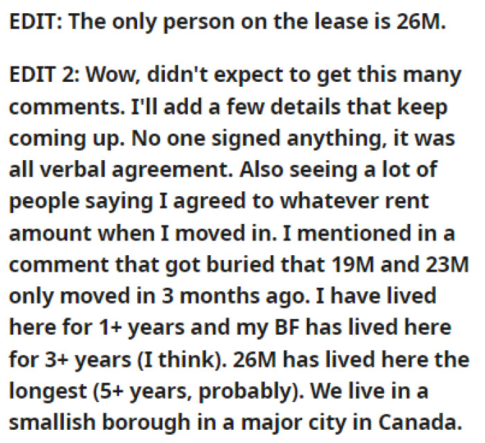 OP Pointed Out That This Whole Thing Was a Verbal Agreement Between Them