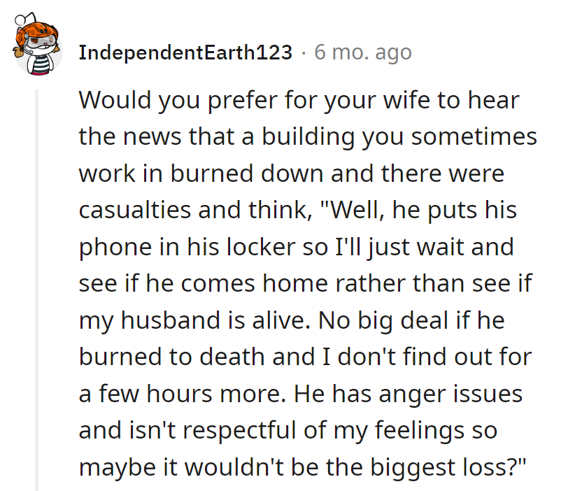 Locker phone policy for emergencies: not the best survival strategy.