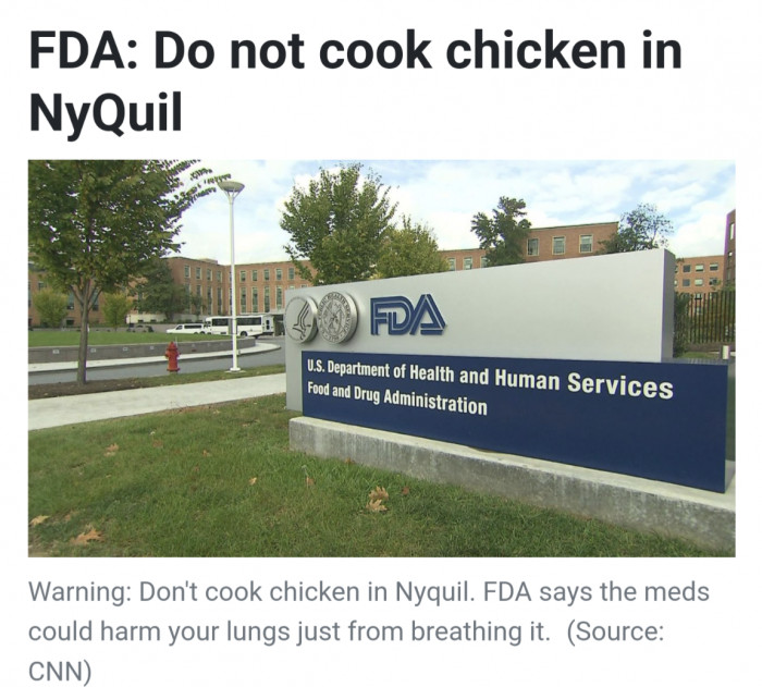FDA: Do not cook chicken in NyQuil