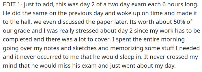 The OP also added an edit to clarify some things: