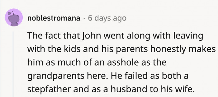 John Following Whatever His Parents Say and Not Defending OP and His Mom Makes a Bad Impression on Redditors