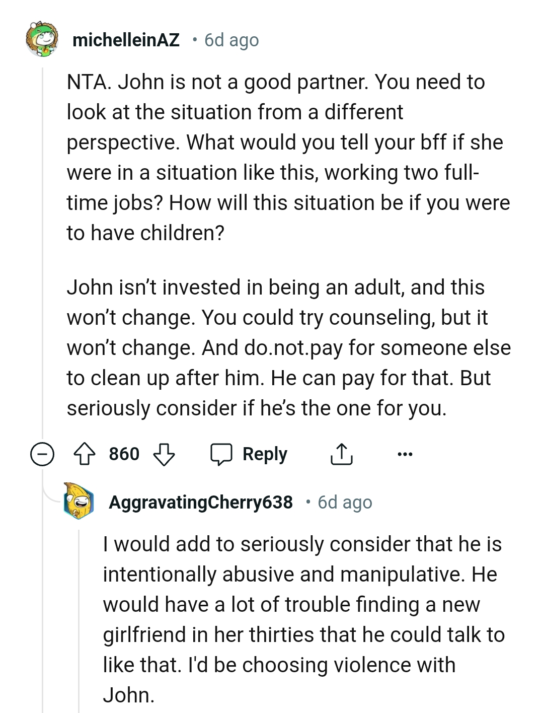 The boyfriend isn't interested in being an adult