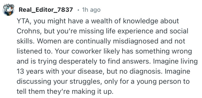 “Imagine discussing your struggles, only for a young person to tell them they’re making it up.”