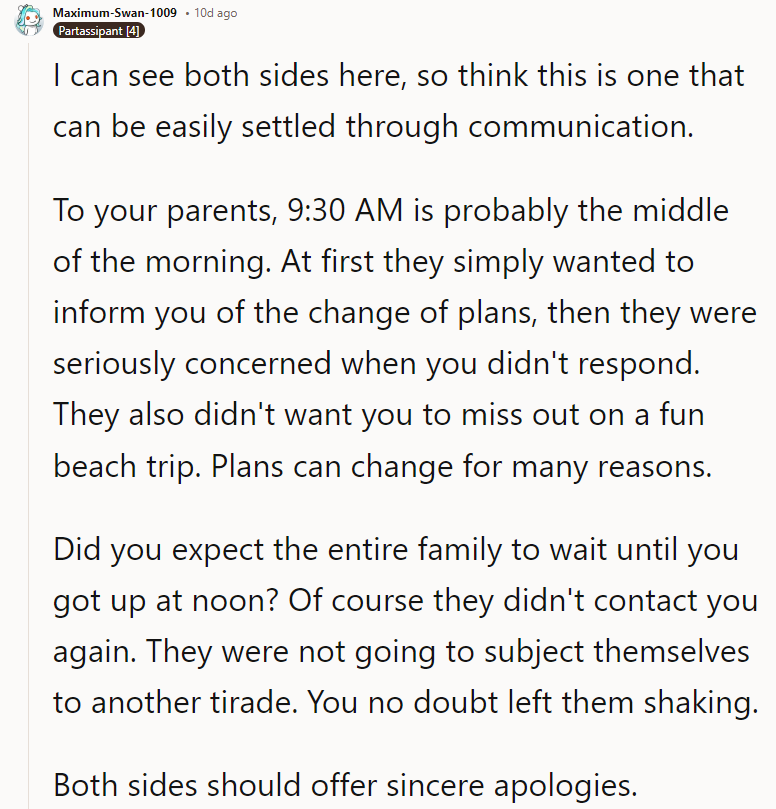 Did you expect the entire family to wait until you got up at noon?