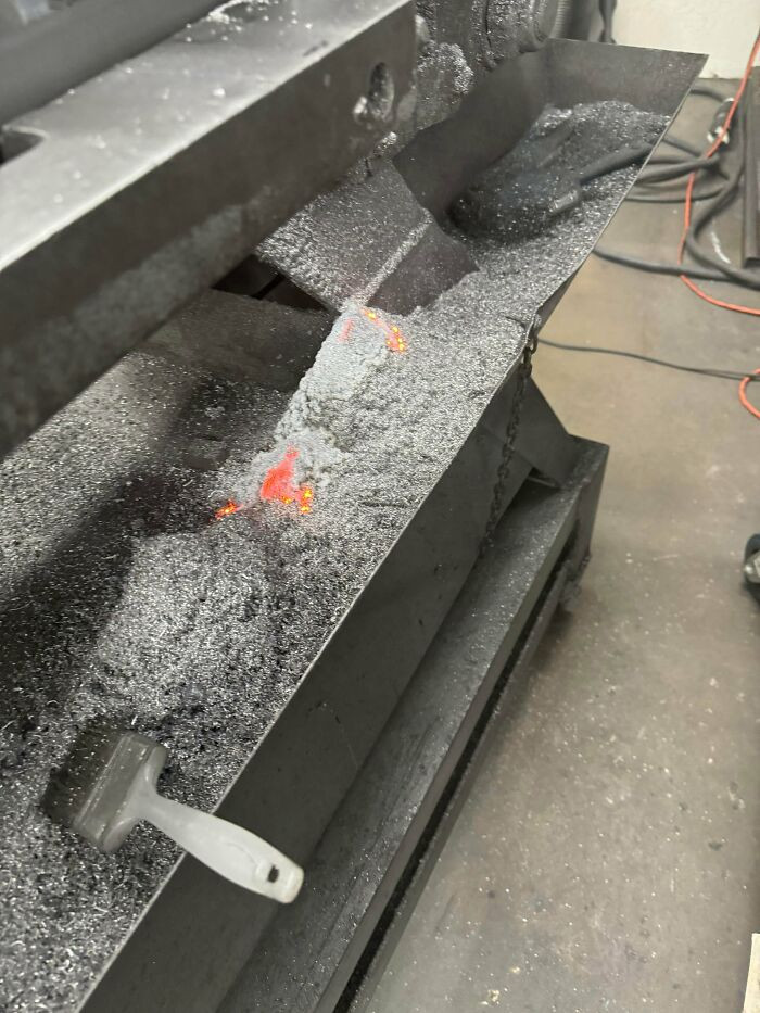"Magnesium Shavings On Fire From Welding Sparks"